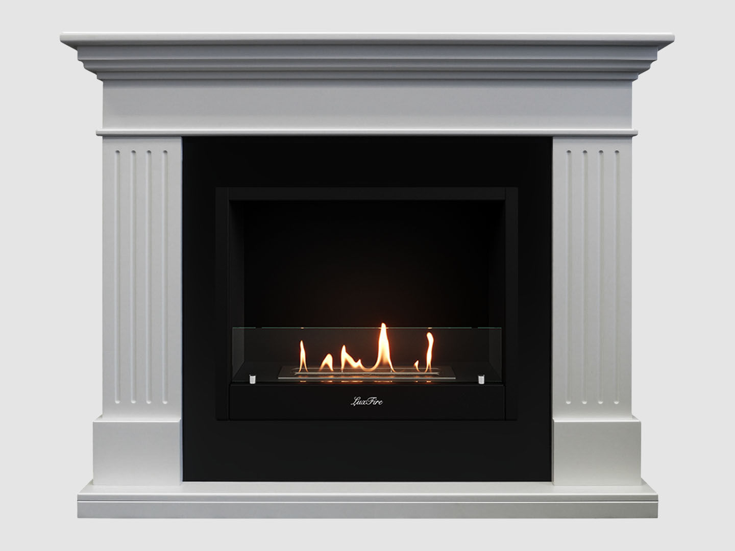 Каминный портал МДФ "Турин 1280" с биокамином Lux Fire "Фаер Бокс 1-30" (белый) по цене 64 400 руб.