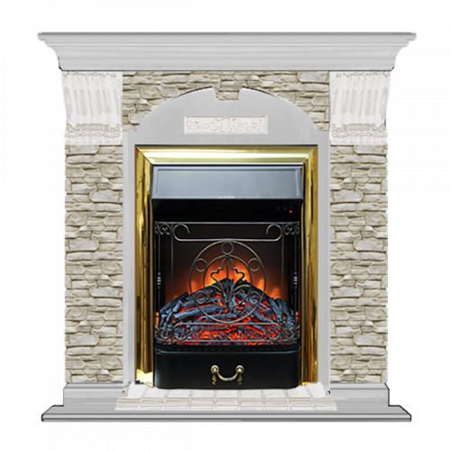 Арочный Грот однотонный (беленый дуб)+Majestic Brass