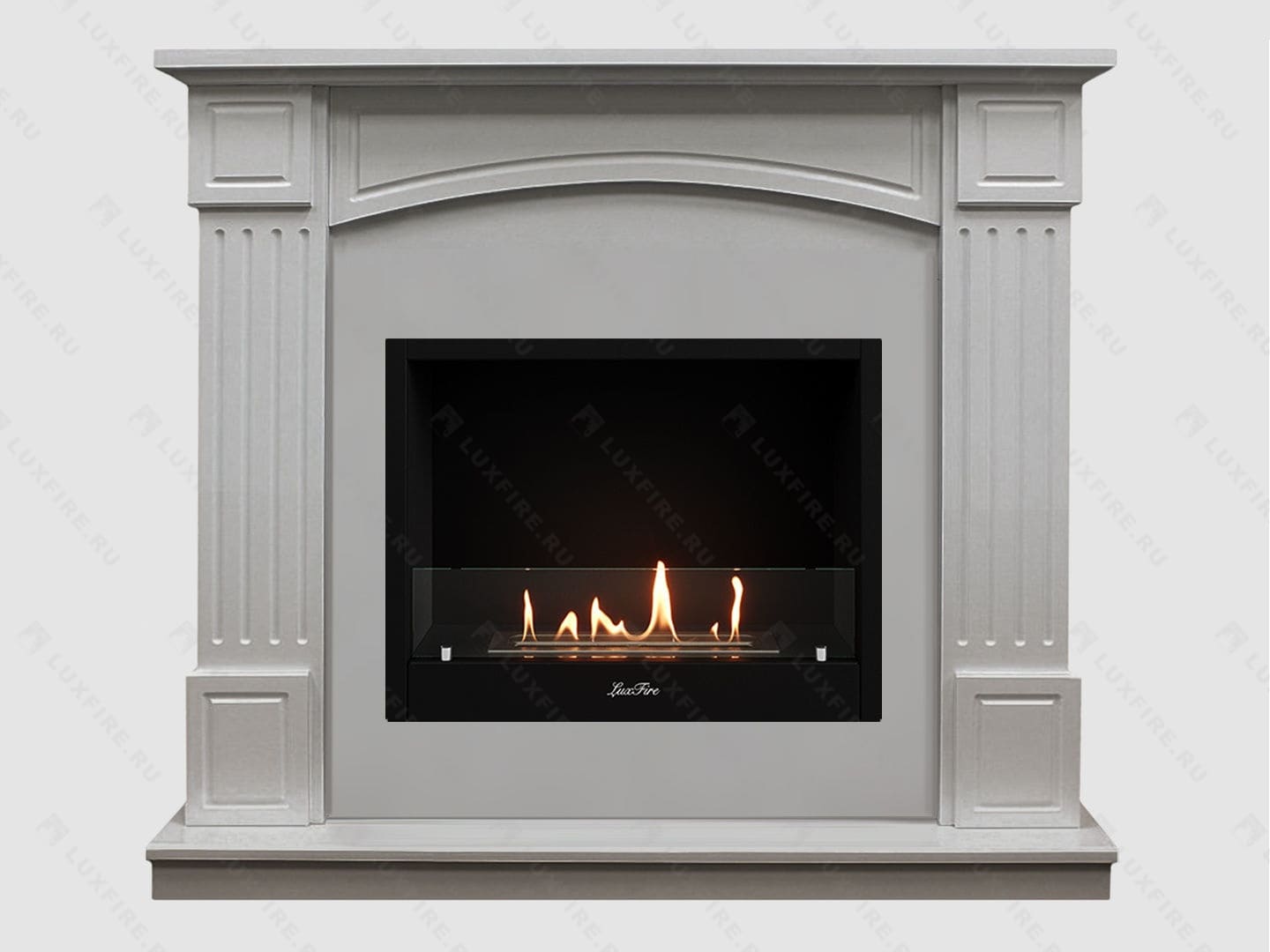 Каминный портал МДФ "Честер 1160" с биокамином Lux Fire "Фаер Бокс 1-30" (белый) по цене 72 000 руб.