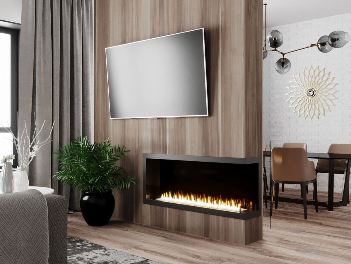 Биокамин "Русский огонь" Честер 1200 угловой правый с защитным и декоративным стеклом по цене 52 500 руб.