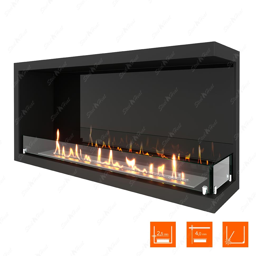 Биокамин угловой SteelHeat Leader 1000 правый стекло + стемалит по цене 48 939 руб.