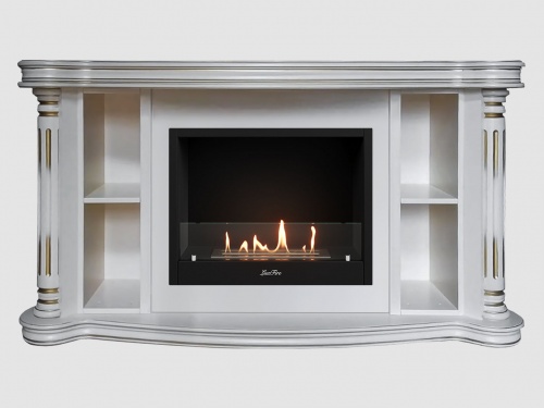 Каминный портал МДФ "Романс 1500" с биокамином Lux Fire "Фаер Бокс 1-33" (белый)