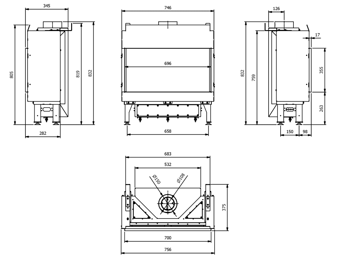 Газовая топка Kratki LEO/70/G31/37MBAR, балонный газ