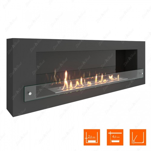Биокамин SteelHeat WALL 1200 стекло + стемалит