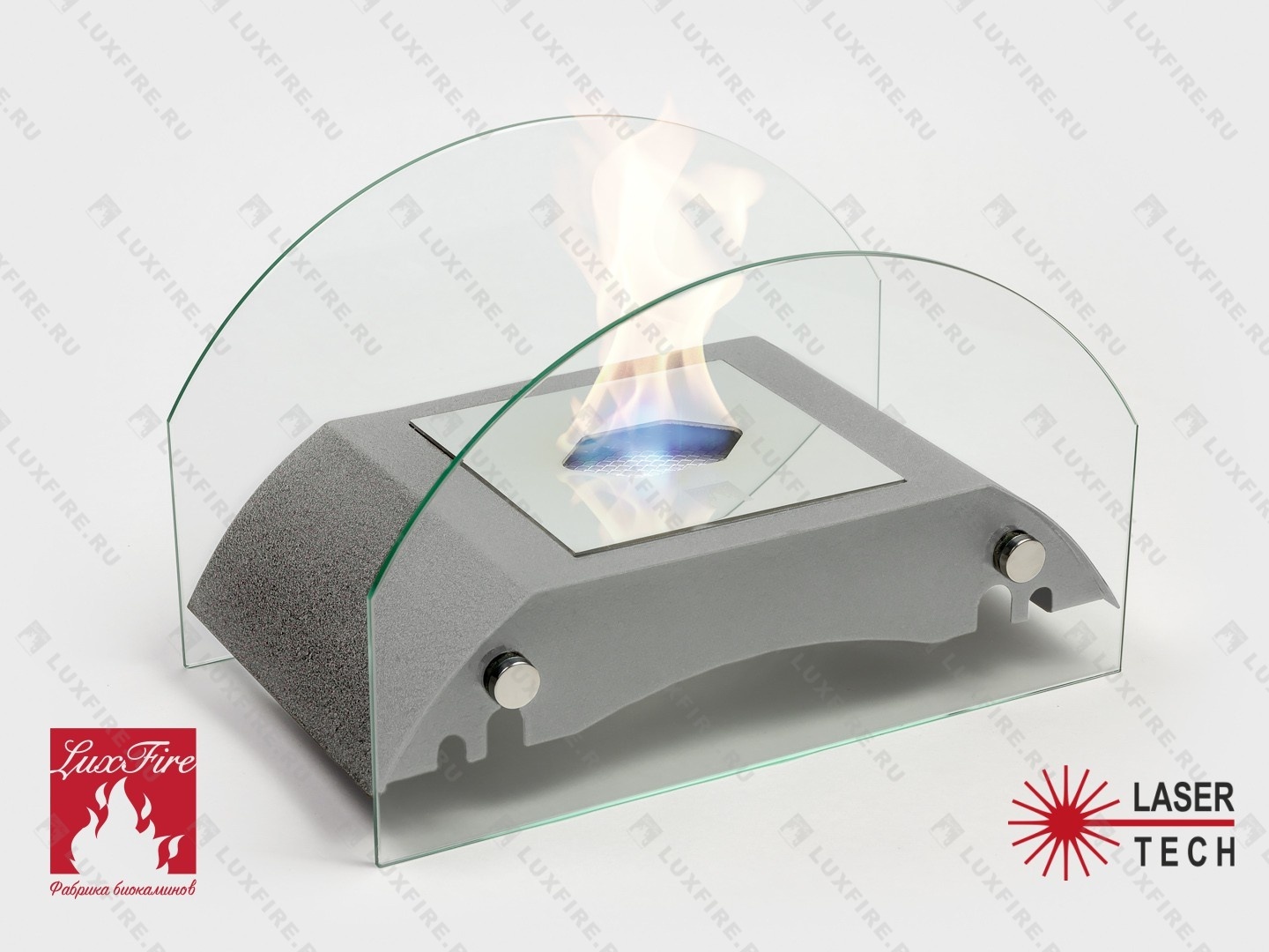 Настольный биокамин Lux Fire "Мост" S (серебро)