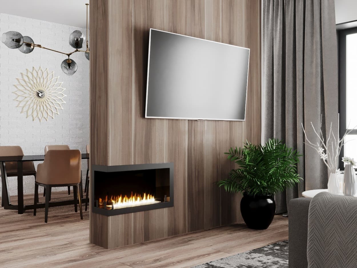 Биокамин "Русский огонь" Честер 700 угловой левый с защитным стеклом по цене 27 600 руб.