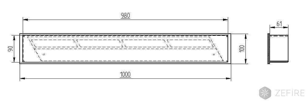 Прямоугольный контейнер ZeFire 1000 по цене 31 500 руб.