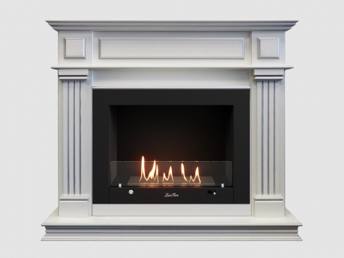 Каминный портал МДФ "Амелия 1050" с биокамином Lux Fire "Фаер Бокс 3 - 25.5" (белый)