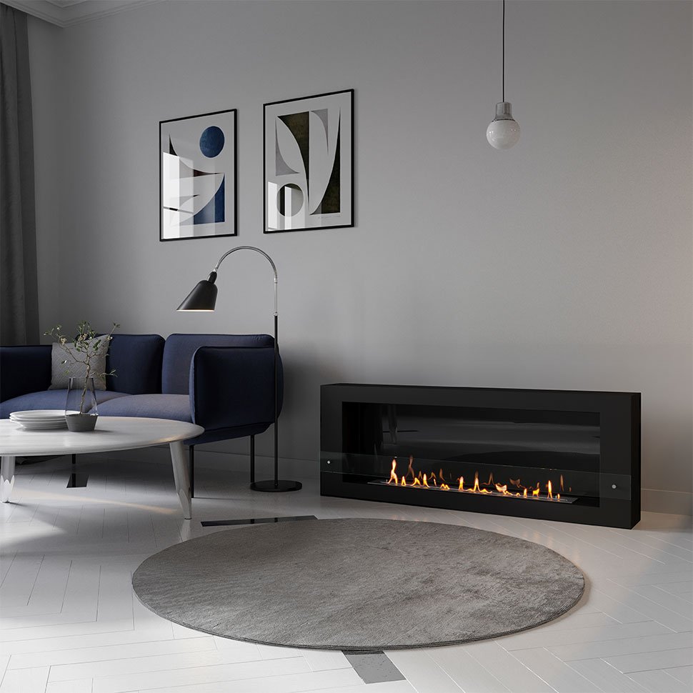 Биокамин SteelHeat WALL LONG 1500 черный по цене 65 070 руб.