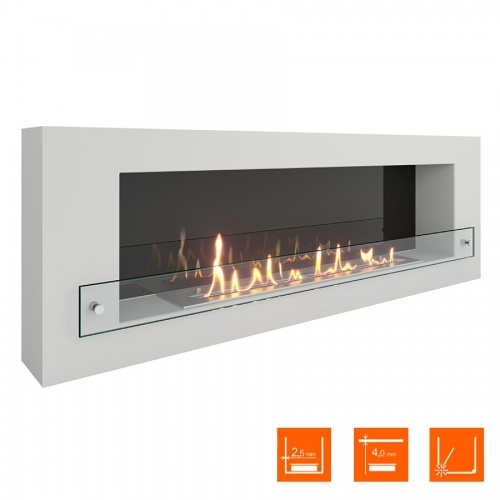 Биокамин SteelHeat WALL 1200 белый (стекло)