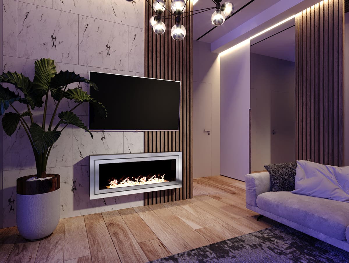 Биокамин "Русский огонь" Стенли 1200N настенный с декоративным стеклом (стемалитом) по цене 46 650 руб.