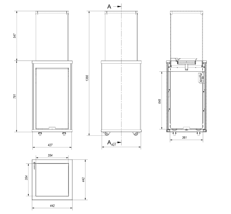 Газовый нагреватель Kratki PATIO Mini/G31/37Mbar/CZ/P, стекло, черное тиснение, с пультом управления