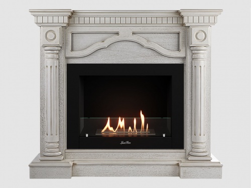 Каминный портал МДФ "Монако 1210" с биокамином Lux Fire "Фаер Бокс 2-30" (белый)