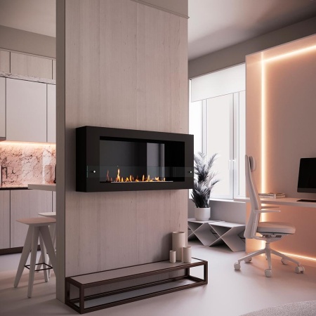 Биокамин SteelHeat WALL LONG 1200 черный, стемалит по цене 54 600 руб.