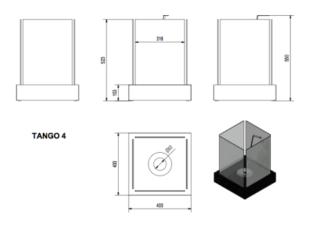 Биокамин Kratki TANGO 4, TUV белый по цене €194