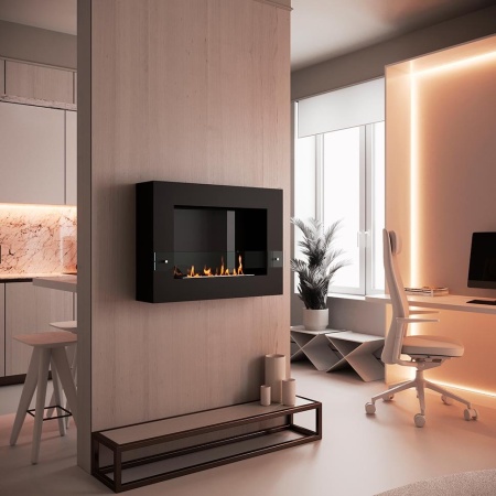 Биокамин SteelHeat WALL GRAND 900 черный, стекло, стемалит по цене 47 250 руб.